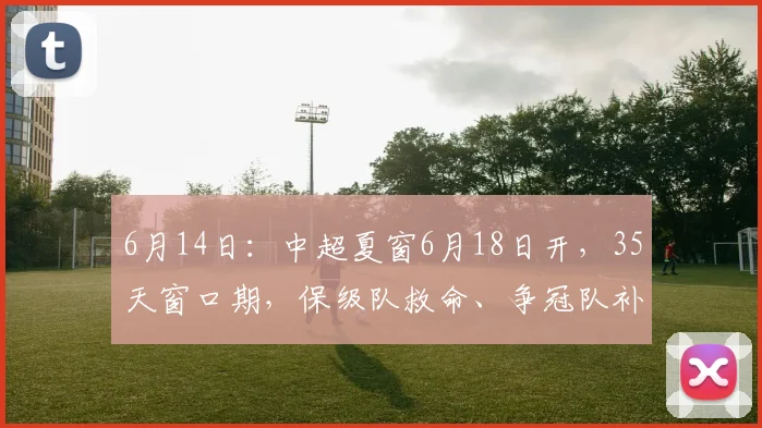 6月14日:中超夏窗6月18日开,35天窗口期,保级队救命、争冠队补强_球员_外援_操作